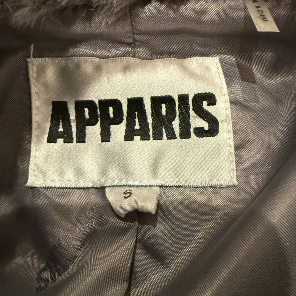 Apparis Brigitte Colorblock Faux Fur Jacket Coat In Grey Pink White Small - Picture 5 of 6